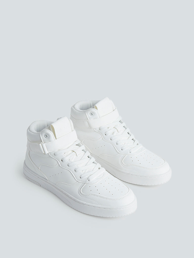 SOLEPLAY White High-Top Perforated Sneakers